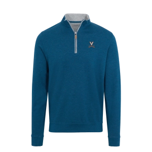Virginia Indigo Heather Cloud Cotton Quarter Zip Pullover