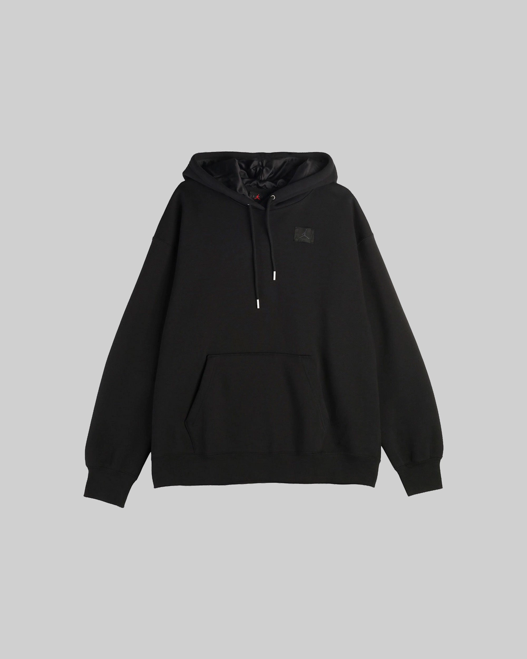 W SATIN LINED PULLOVER HOODIE BLACK