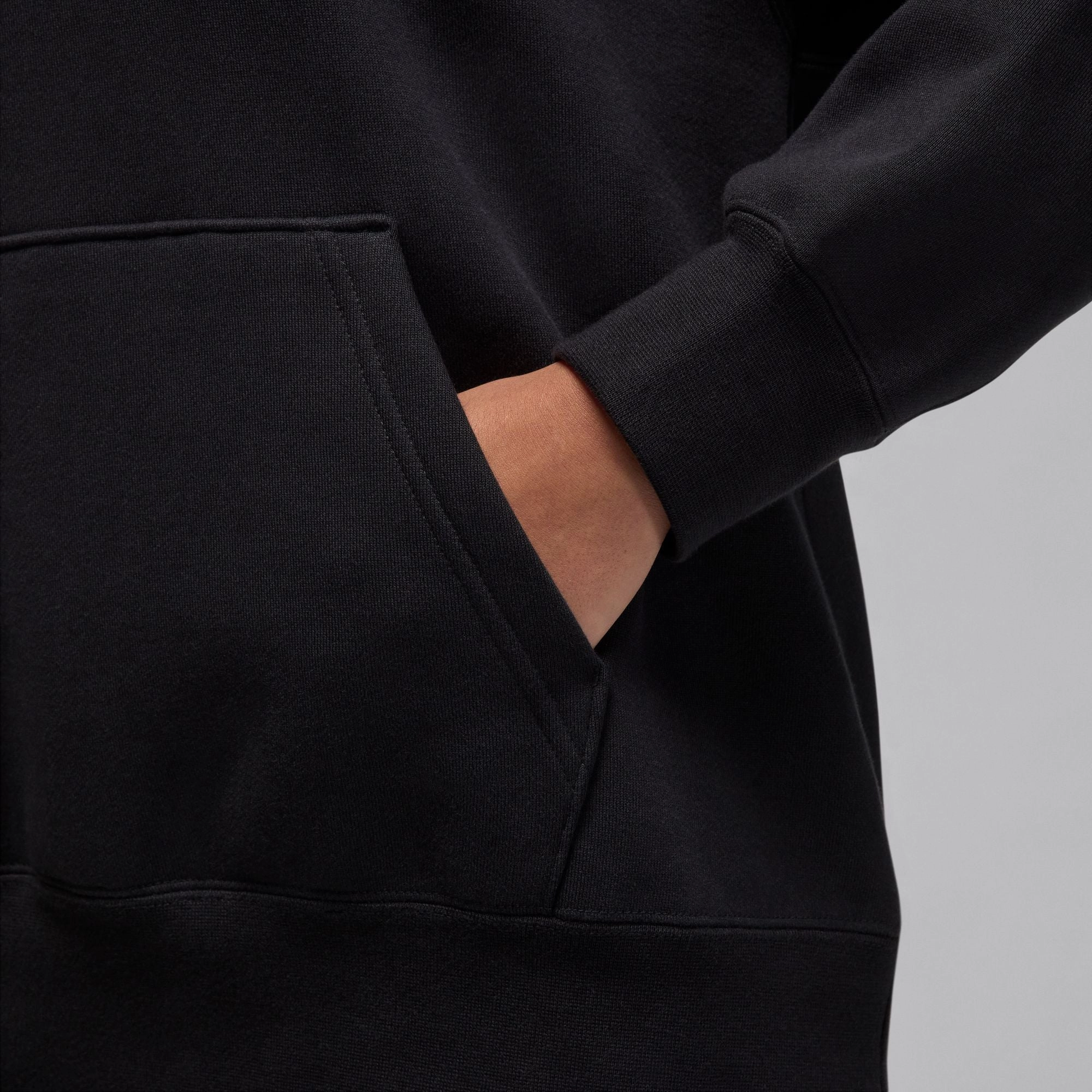 W SATIN LINED PULLOVER HOODIE BLACK