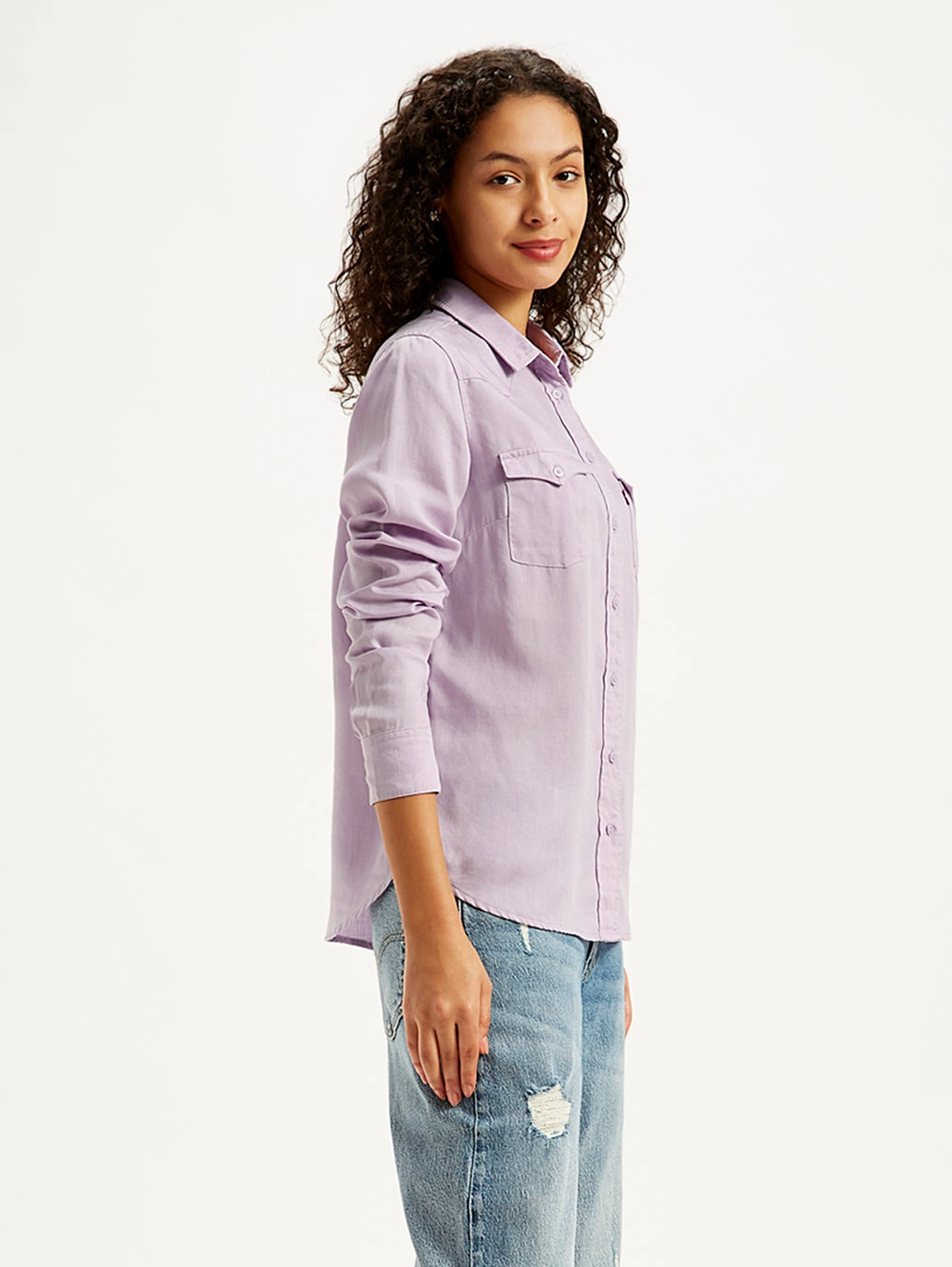 Women's Solid Regular Fit Denim Shirt