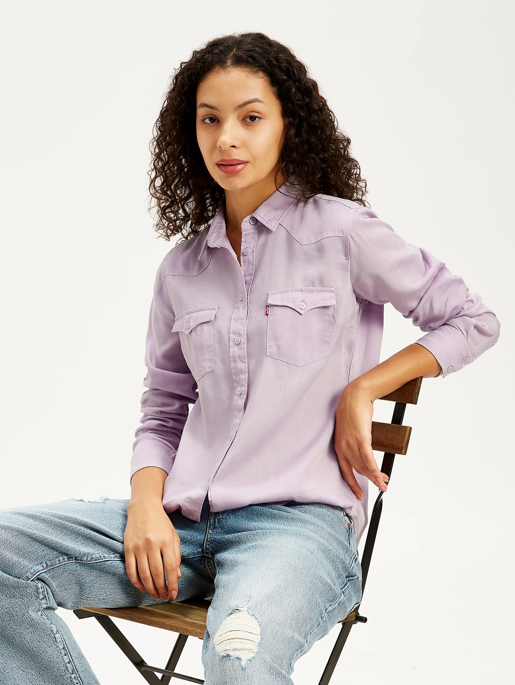 Women's Solid Regular Fit Denim Shirt