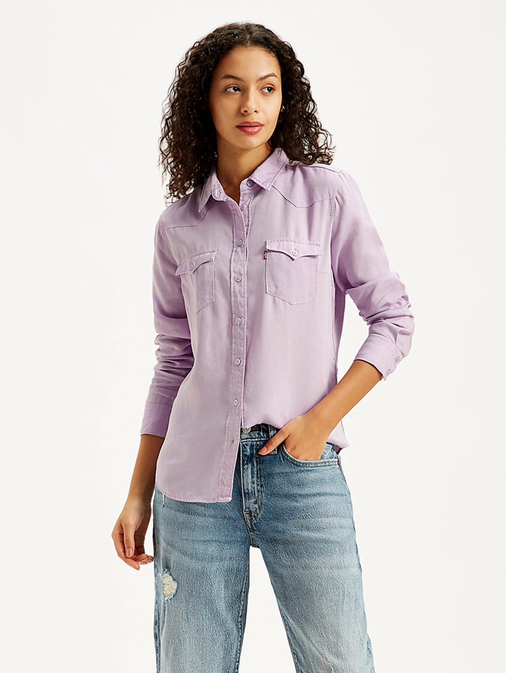 Women's Solid Regular Fit Denim Shirt