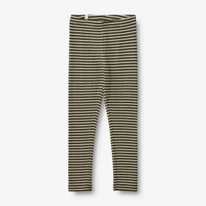 Wool Leggings - green stripe