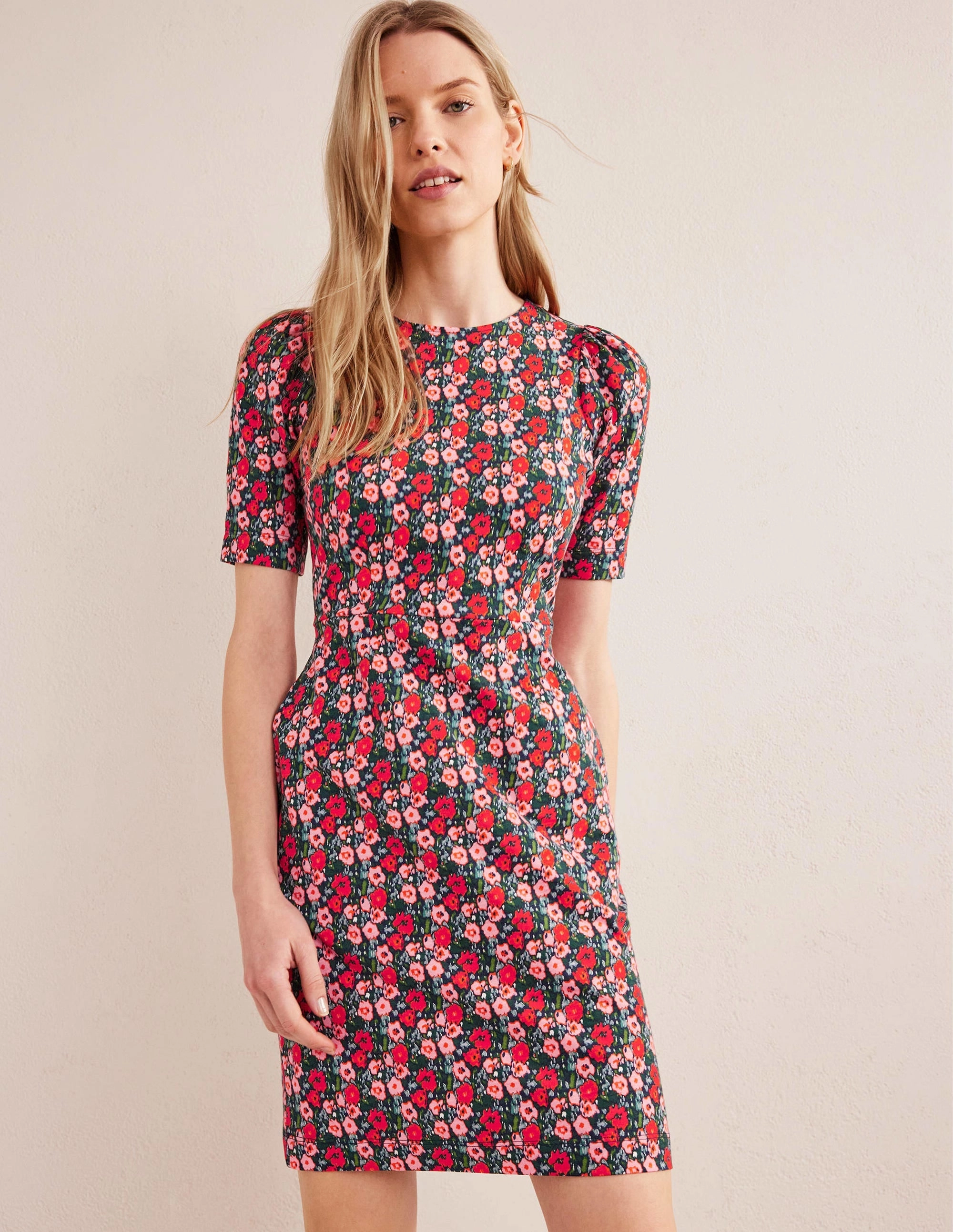 Zoe Jersey Dress-Multi, Abstract Poppy