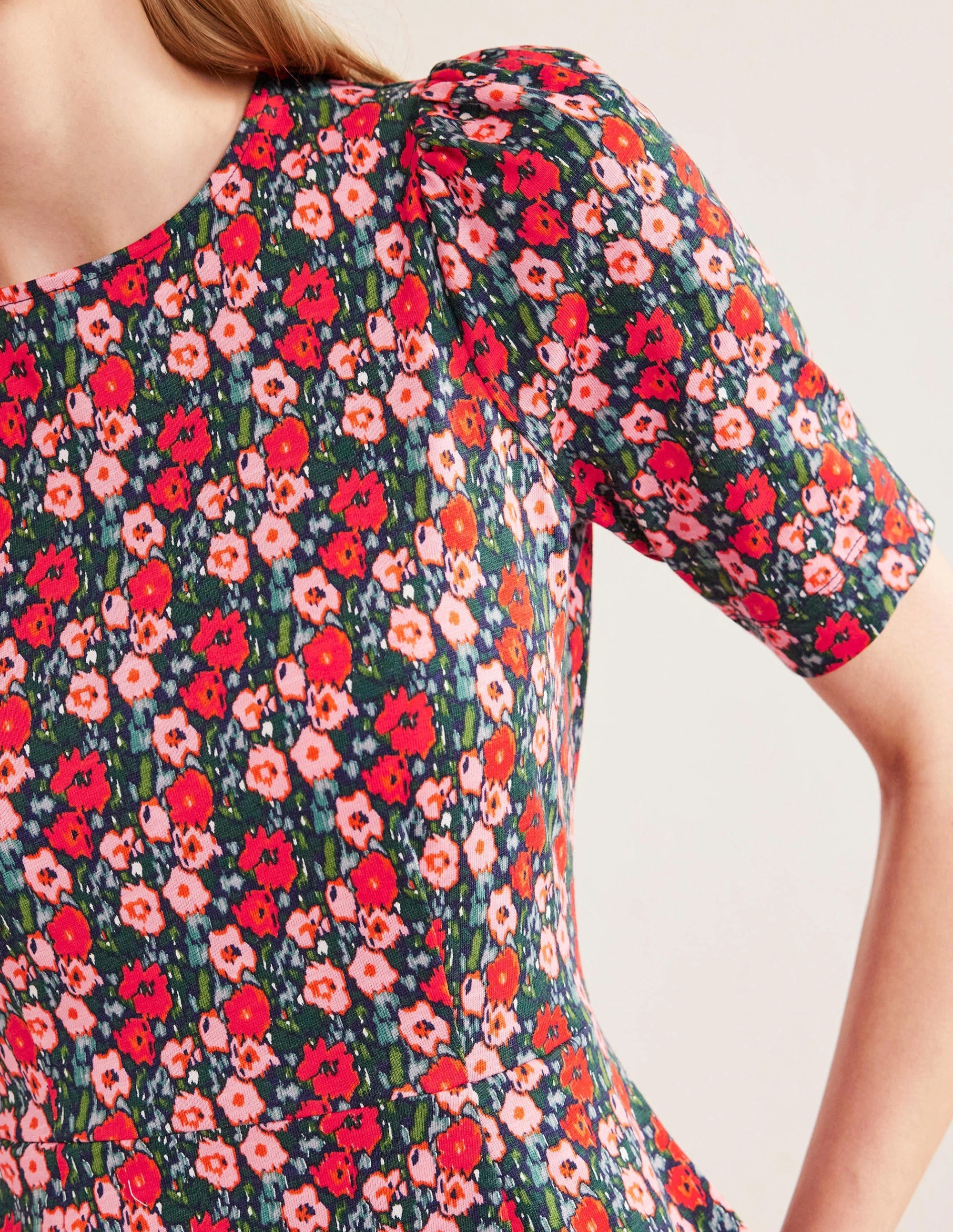Zoe Jersey Dress-Multi, Abstract Poppy