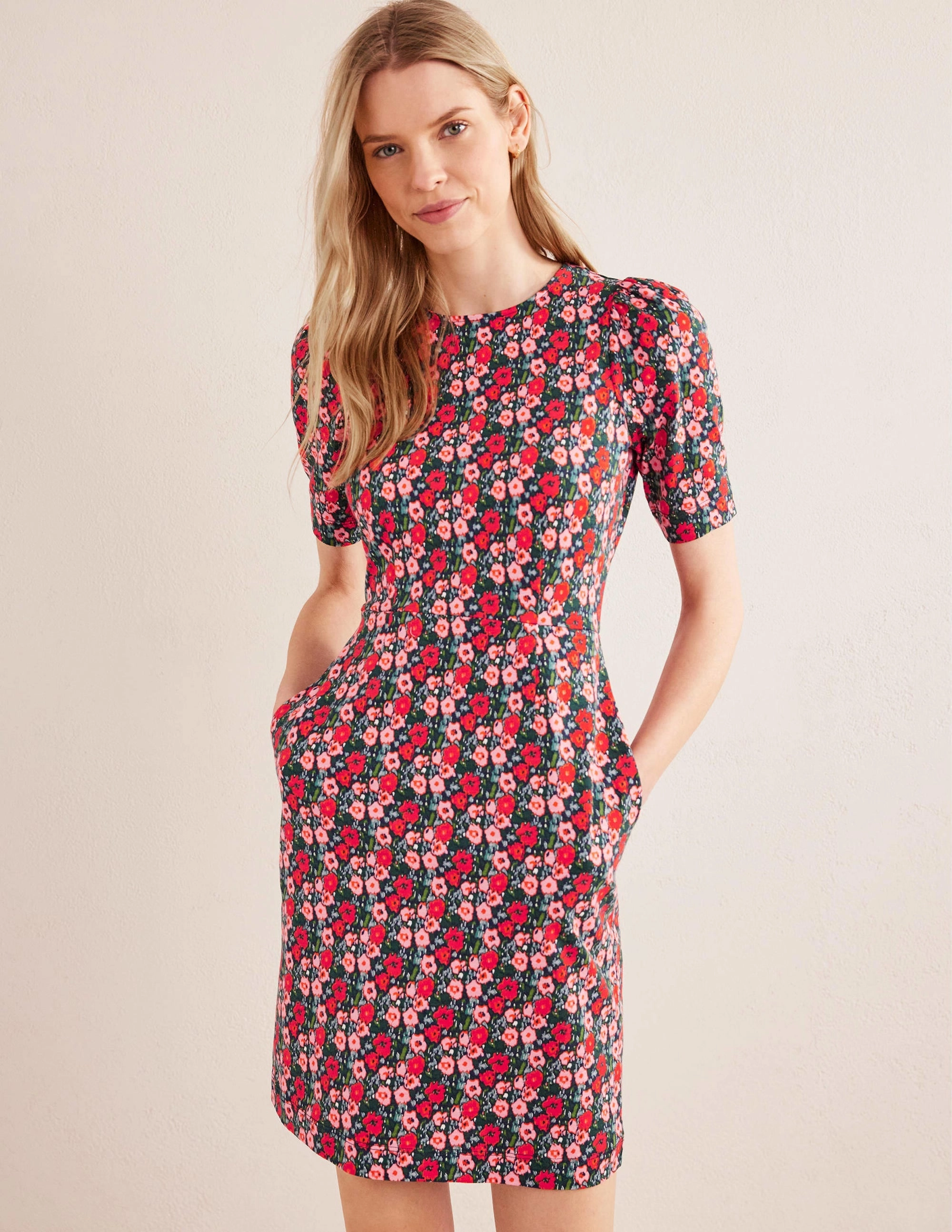Zoe Jersey Dress-Multi, Abstract Poppy