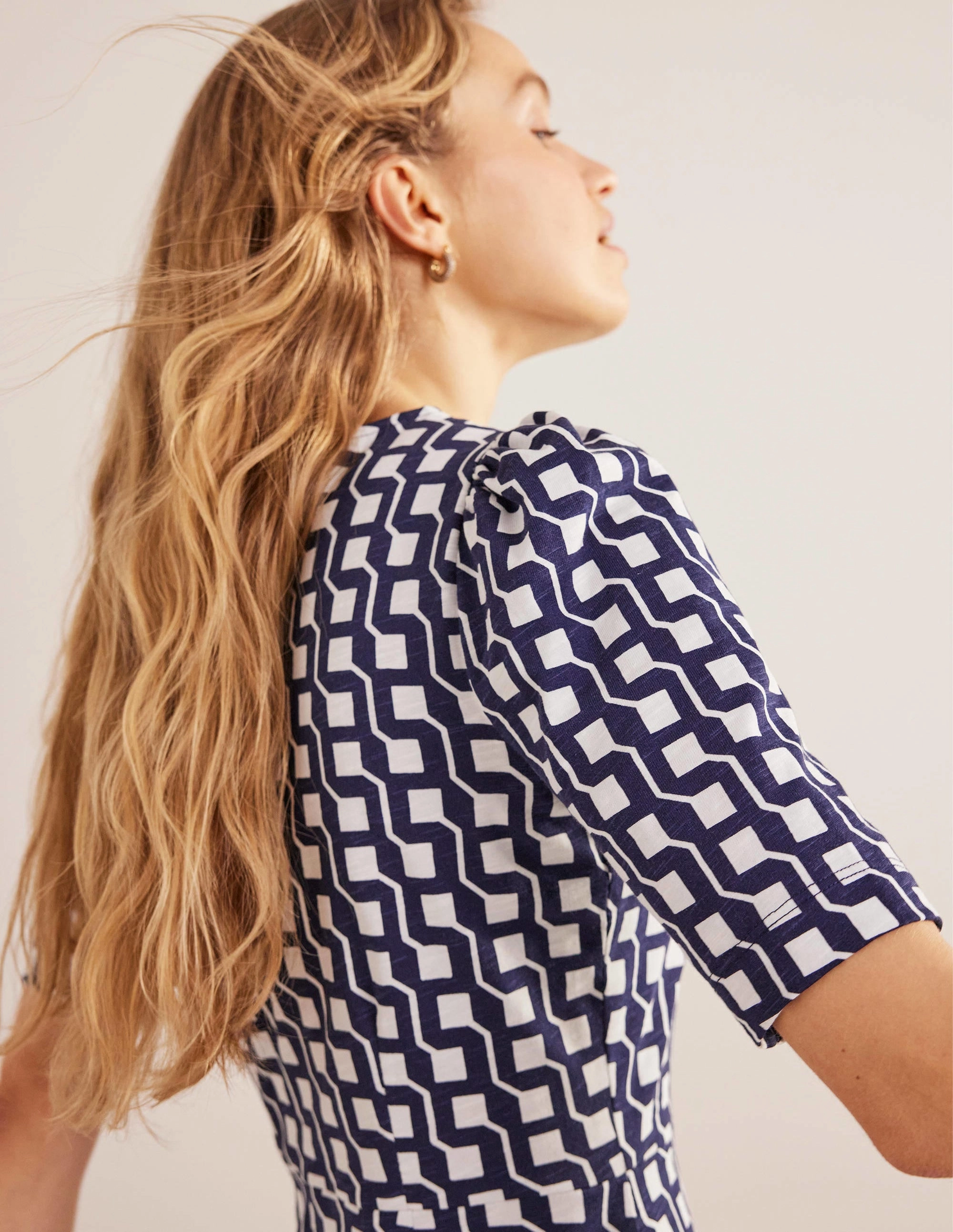 Zoe Jersey Dress-Navy, Cube Geo