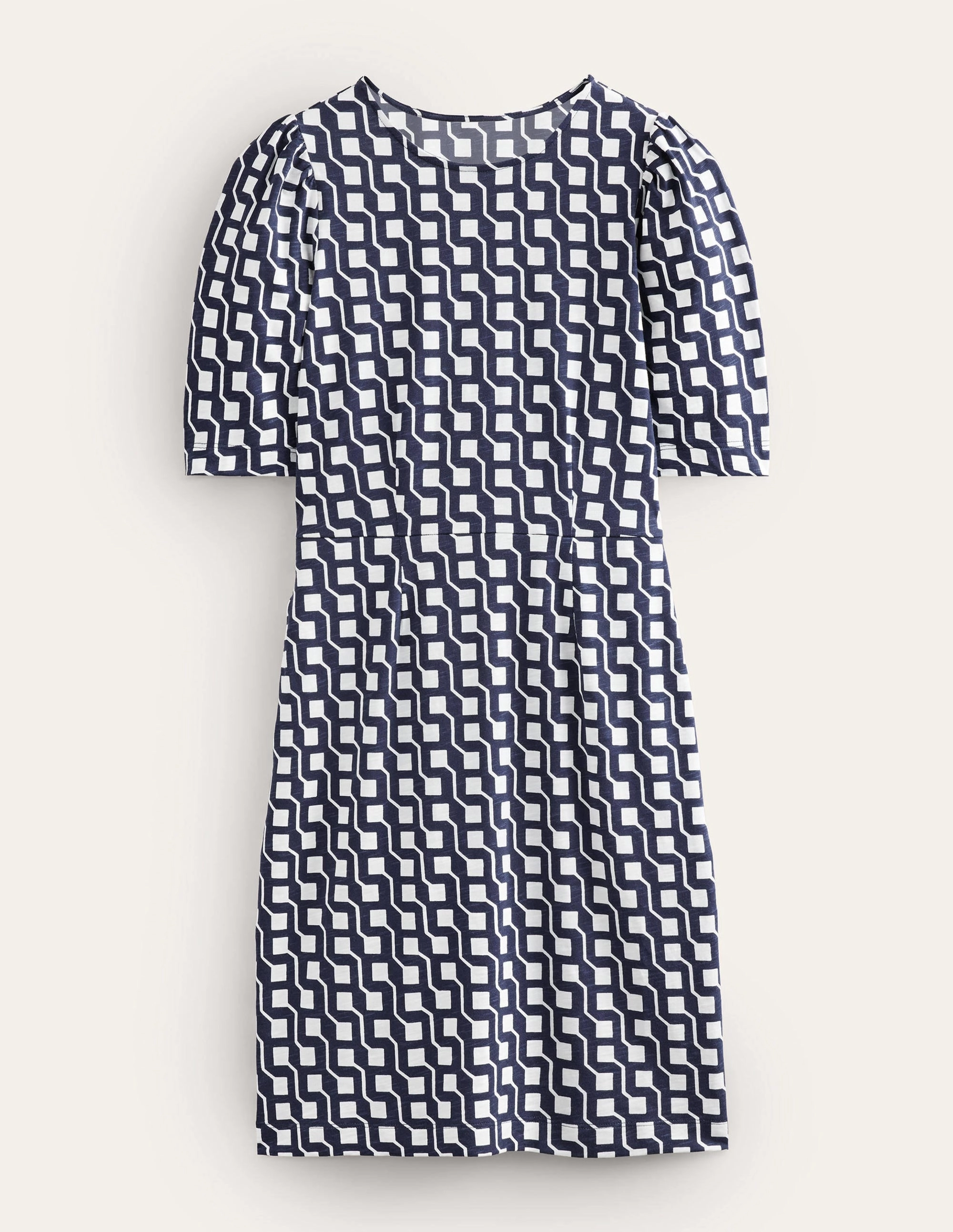 Zoe Jersey Dress-Navy, Cube Geo